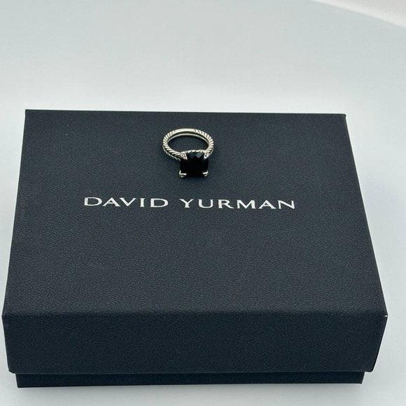 Authentic DAVID YURMAN women's ring 11mm black onyx and diamonds size 7 - Picture 7 of 9